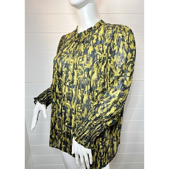 Maison D’Amelie Bishop Sleeve Floral Semi Sheer Regency Blouse XL Whimsigoth - Picture 2 of 15